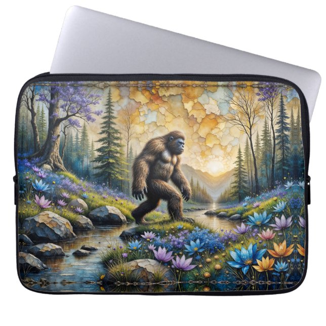  Sasquatch in Floral Mountain valley Laptop Sleeve (Voorkant)