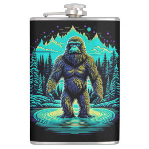 Sasquatch in het bos Ai-kunst Heupfles