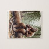 Sasquatch in mossy bos met een cheesecake legpuzzel (Horizontaal)