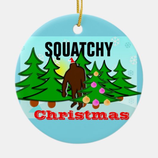 Sasquatch kerst met kerstmis keramisch ornament (Voorkant)