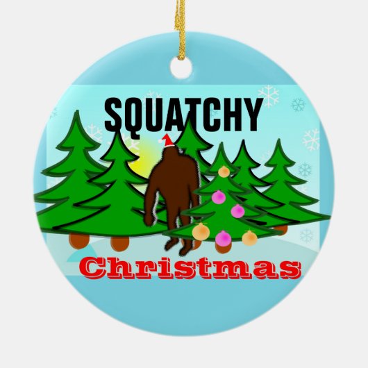 Sasquatch kerst met kerstmis keramisch ornament (Achterkant)