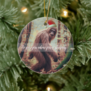 Sasquatch Kerstman Keramisch Ornament