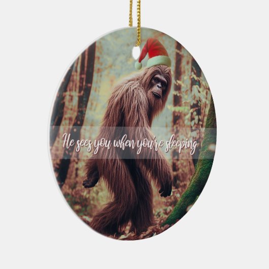 Sasquatch Kerstman Keramisch Ornament (Rechts)