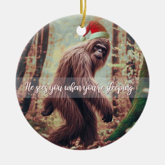 Sasquatch Kerstman Keramisch Ornament (Voorkant)
