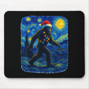 Sasquatch Kerstmis Bigfoot Kerstman Hoed Van Gogh Muismat
