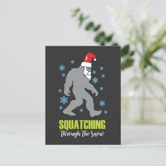 Sasquatch Kerstmis Funny Bigfoot Costume Briefkaart (Staand voorkant)