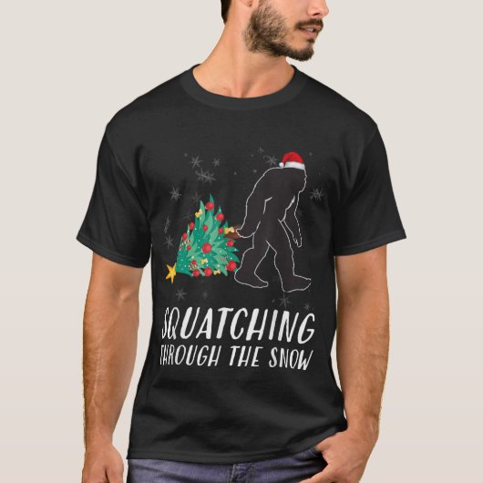 Sasquatch Kerstmis Grappig Bigfoot Kostuum Xmas T-shirt (Voorkant)