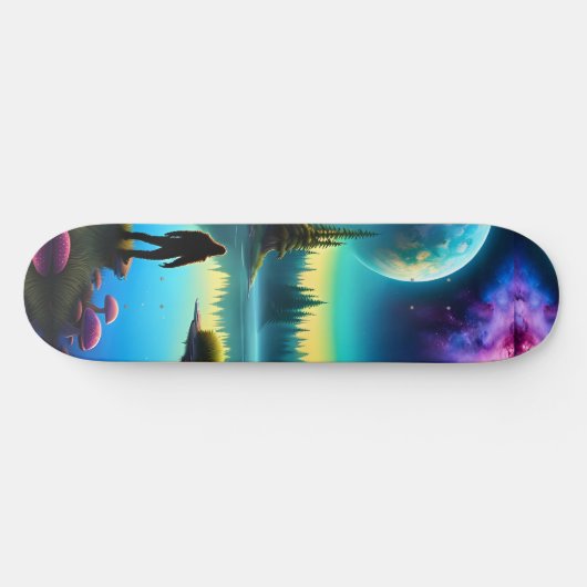 Sasquatch kijken naar nevels op een verre planeet persoonlijk skateboard (Horizontaal)