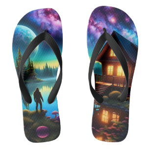 Sasquatch kijken naar nevels op een verre planeet teenslippers