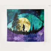 Sasquatch lopen met huisdier Beer welp Wandkleed (Voorkant (horizontaal))