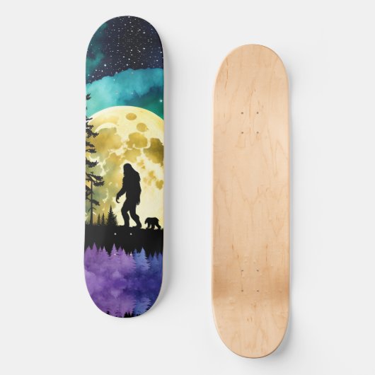 Sasquatch lopen met zijn huisdier Beer welp Persoonlijk Skateboard (Voorkant)