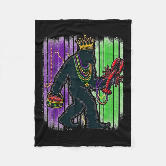 Sasquatch Mardi Gras Bigfoot Grappige Mannen Kinde Fleece Deken (Voorkant)