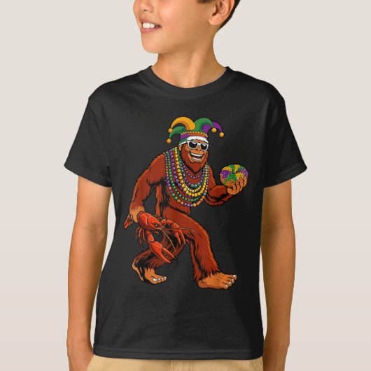 Sasquatch Mardi Gras Bigfoot Parade Beads King Cak T-shirt (Voorkant)