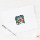 Sasquatch Meets Santa I Believe Funny Christmas Vierkante Sticker (Envelop)