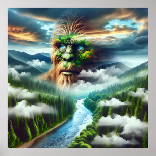 Sasquatch met Blauwe Ogen Poster