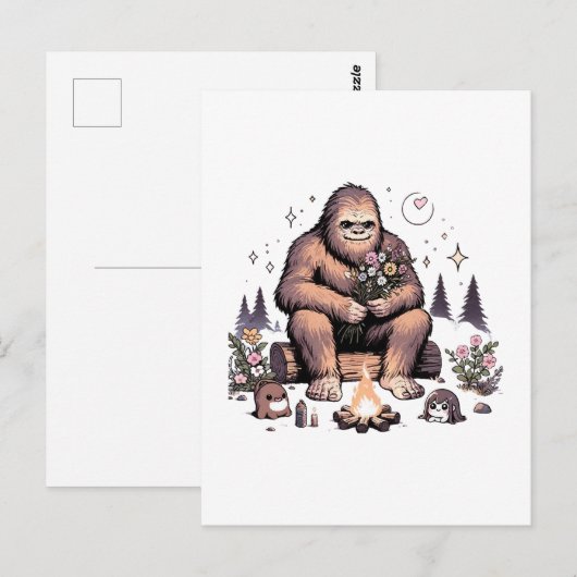 Sasquatch met bloemen briefkaart (Voorkant / Achterkant)