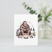 Sasquatch met bloemen feestdagenkaart (Staand voorkant)