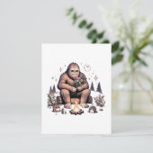 Sasquatch met bloemen feestdagenkaart (Staand voorkant)