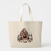 Sasquatch met bloemen grote tote bag (Achterkant)