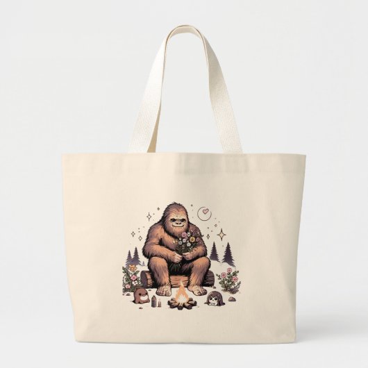 Sasquatch met bloemen grote tote bag (Voorkant)