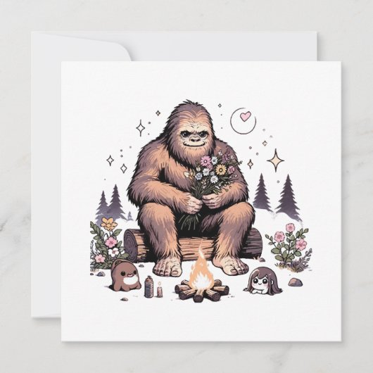 Sasquatch met bloemen kaart (Voorkant)