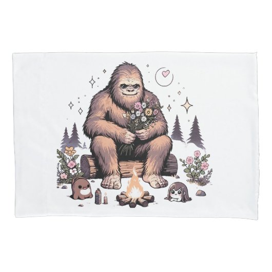 Sasquatch met bloemen kussensloop (Voorkant)