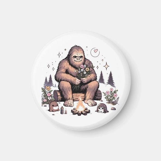 Sasquatch met bloemen magneet (Voorkant)