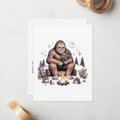 Sasquatch met bloemen notitiekaartje (Voorkant / Achterkant in situ)