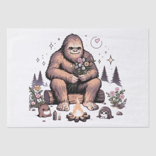 Sasquatch met bloemen tissuepapier (Voorkant)