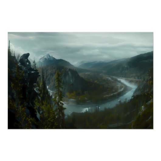 Sasquatch met uitzicht op een Poster Paper (Semi-G (Voorkant)