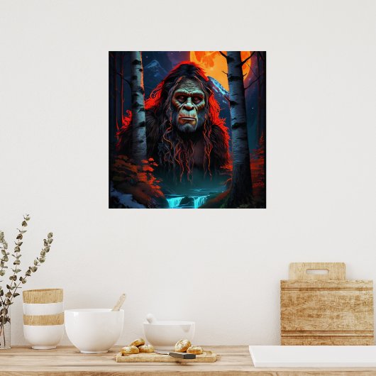 Sasquatch Moonlit Hunt Poster (Keuken)