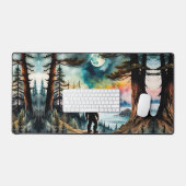 Sasquatch onderzoekt zijn land en de oceaan bureaumat (Keyboard & Muis)