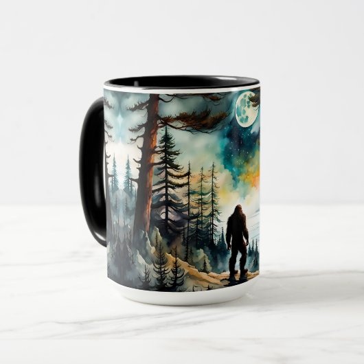 Sasquatch onderzoekt zijn land en de oceaan mok (Voorkant links)