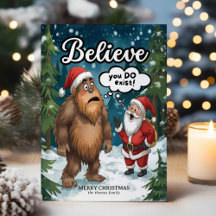 Sasquatch ontmoet Sinterklaas, geloof in Kerstmis
