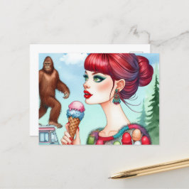 Sasquatch op de Ice Cream Truck Briefkaart