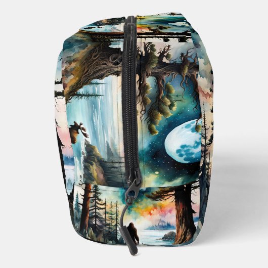 Sasquatch op een boskam boven de oceaan toilettasje (Rechts)