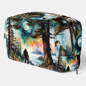 Sasquatch op een boskam boven de oceaan toilettasje (Rechterhoek)