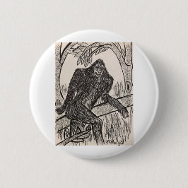 Sasquatch op een rol ronde button 5,7 cm