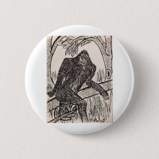 Sasquatch op een rol ronde button 5,7 cm (Voorkant)