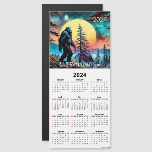 Sasquatch op Mountain Ridge Magnetische Kalender K (Voorkant / Achterkant)