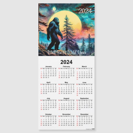Sasquatch op Mountain Ridge Magnetische Kalender K (Voorkant)