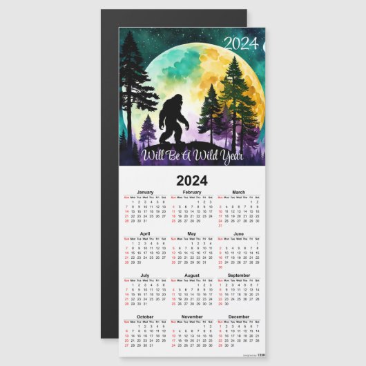 Sasquatch op Mountain Ridge Magnetische Kalender K (Voorkant / Achterkant)