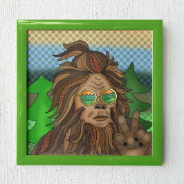 Sasquatch Peace Sign | Retro Bigfoot Poster
