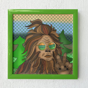 Sasquatch Peace Sign Retro Bigfoot Poster