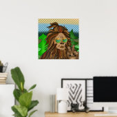 Sasquatch Peace Sign | Retro Bigfoot Poster (Thuiskantoor)