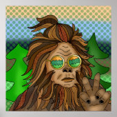 Sasquatch Peace Sign | Retro Bigfoot Poster (Voorkant)