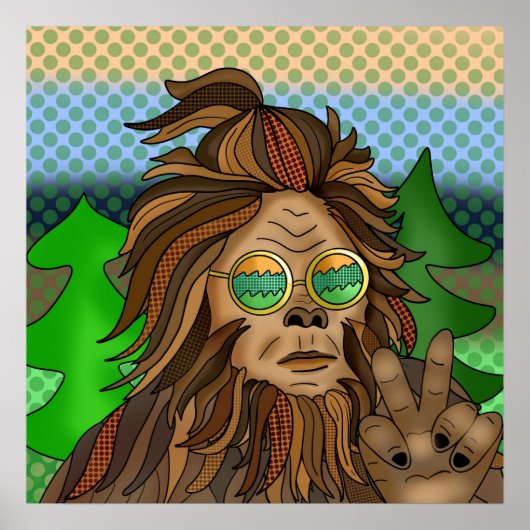 Sasquatch Peace Sign | Retro Bigfoot Poster (Voorkant)
