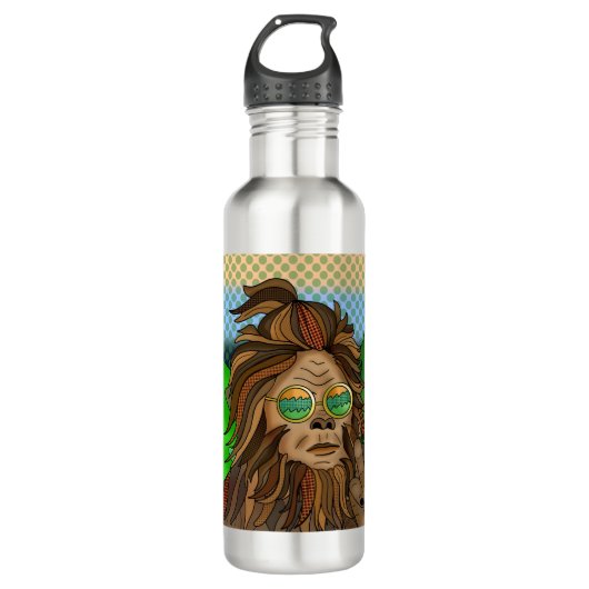 Sasquatch Peace Sign | Retro Bigfoot Waterfles (Voorkant)