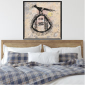 Sasquatch Petroglyf Canvasprint Canvas Afdruk (Insitu (Slaapkamer))