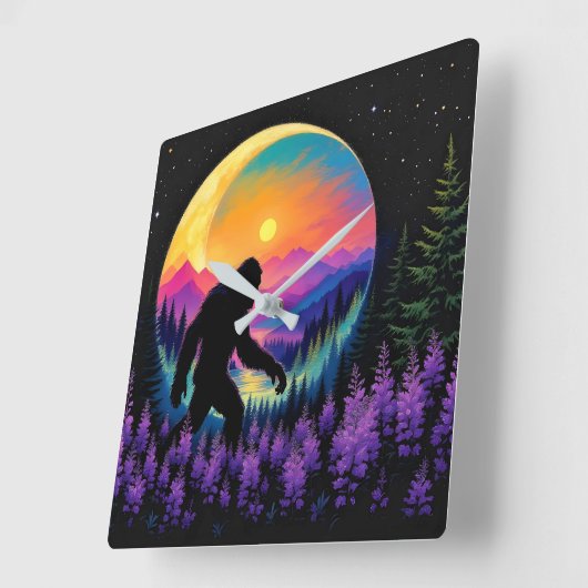 Sasquatch Rainbow Mountain Maan Muur Klok (Hoek)